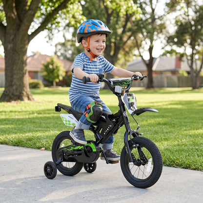 12-inch kids bike with training wheels from GBruno Store, designed for children ages 3 to 4, featuring colorful frame and safety grips.