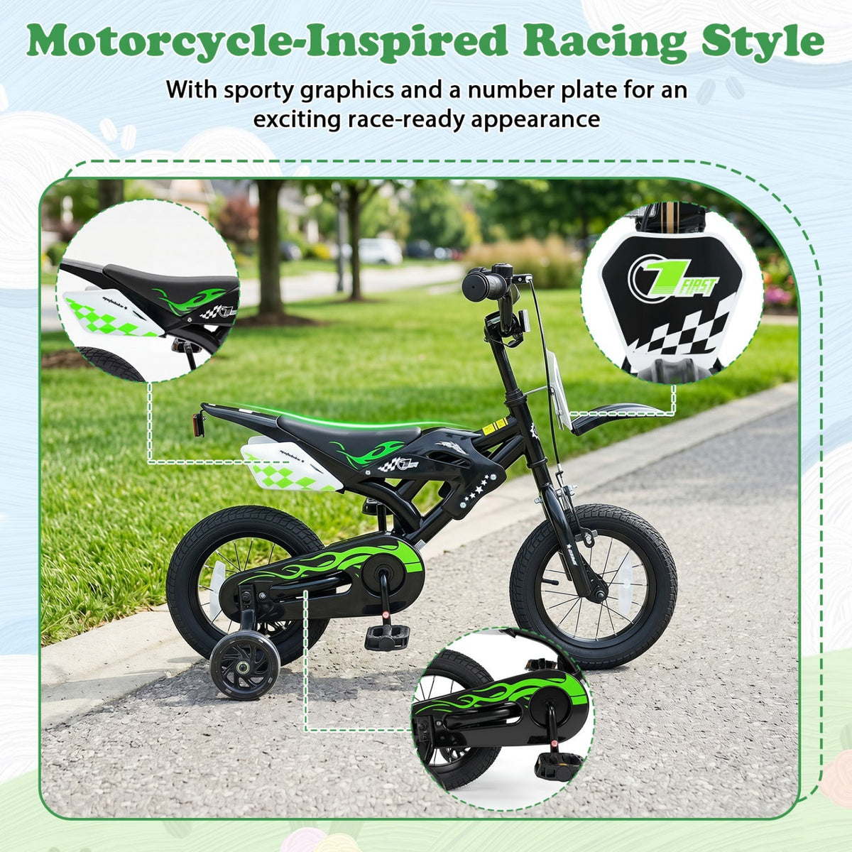 12-inch kids bike with training wheels for ages 3-4, featuring colorful frame and comfortable handlebars by GBruno Store