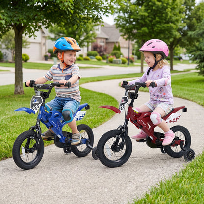 12-inch kids bike with training wheels from GBruno Store, suitable for ages 3-4, featuring a colorful frame and safety features.