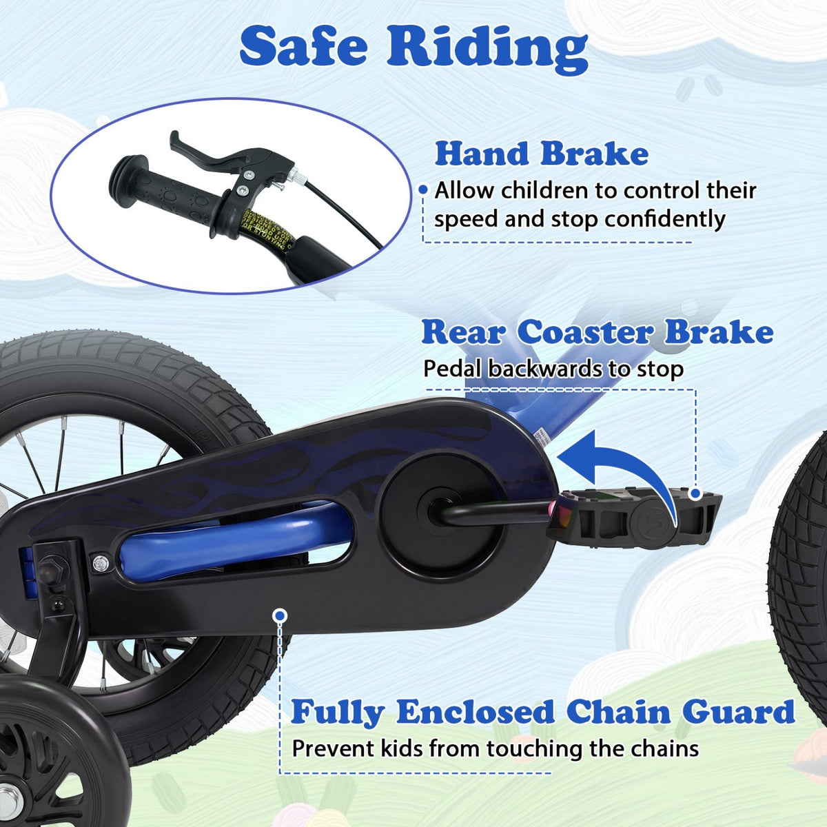 12-inch kids' bike with training wheels for ages 3-4, featuring a colorful frame and safety grips, by GBruno Store.