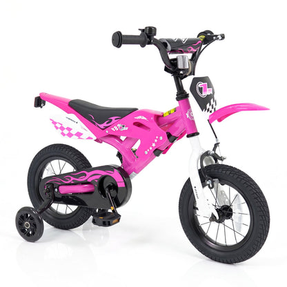 12-inch kids bike with training wheels from GBruno Store, suitable for ages 3-4, featuring a colorful frame and safety training wheels.