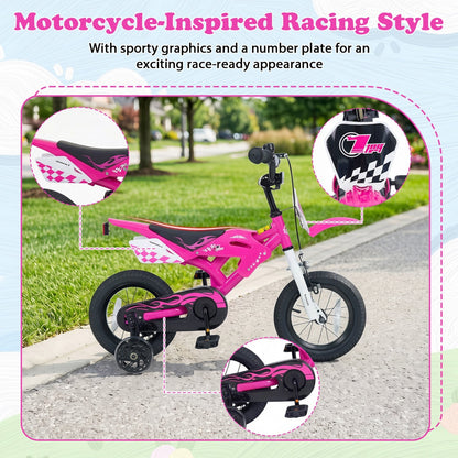 12-inch kids bike with training wheels from GBruno Store, designed for children aged 3-4, featuring colorful frame and safety grips.
