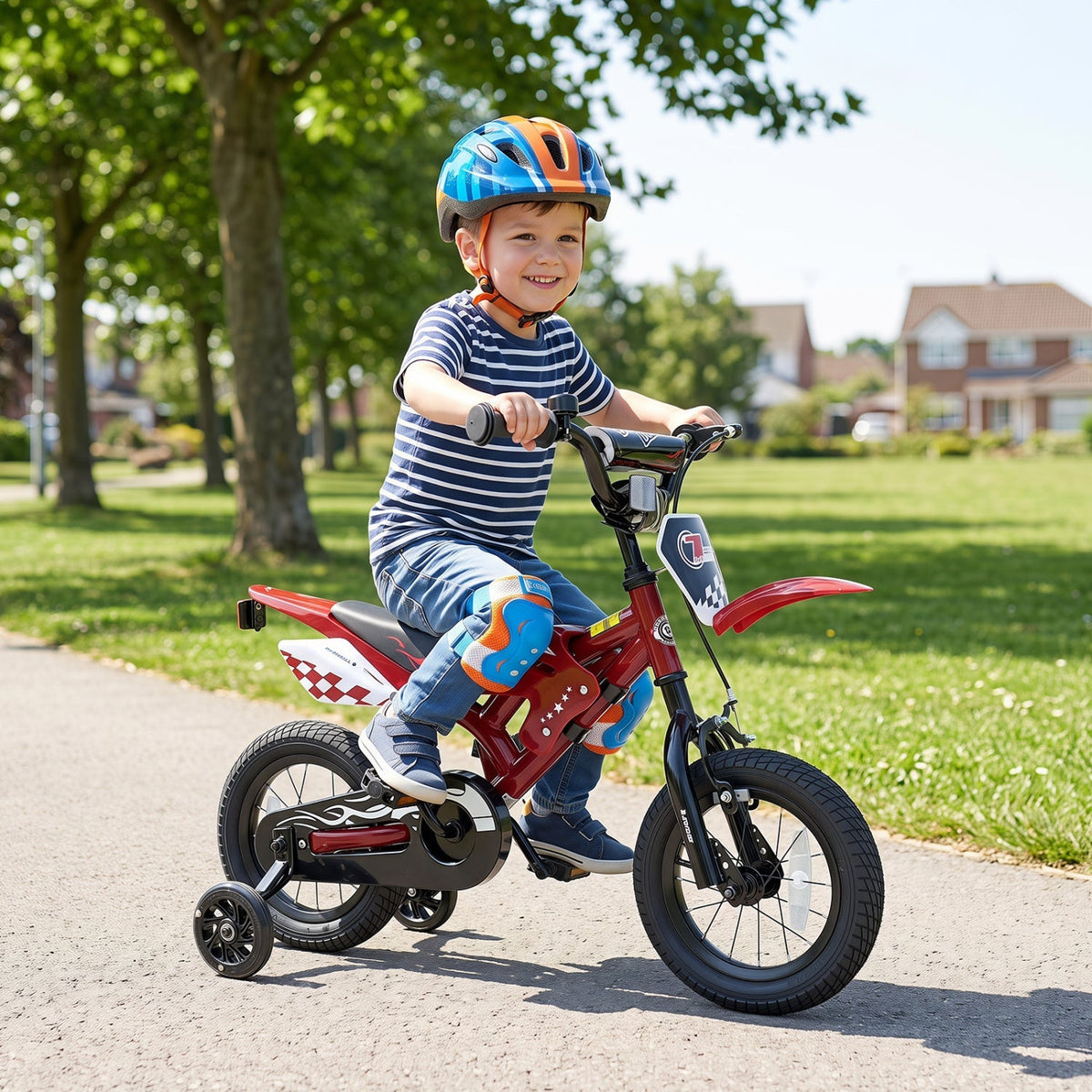 12-inch GBruno Store kids bike with training wheels for ages 3-4, featuring colorful frame and adjustable training wheels.