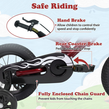 12-inch kids bike with training wheels from GBruno Store, suitable for children ages 3 to 4, featuring colorful design and training wheels