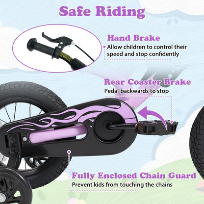 12-inch kids bike with training wheels by GBruno Store, designed for children ages 3-4, featuring colorful frame and safety training wheels.