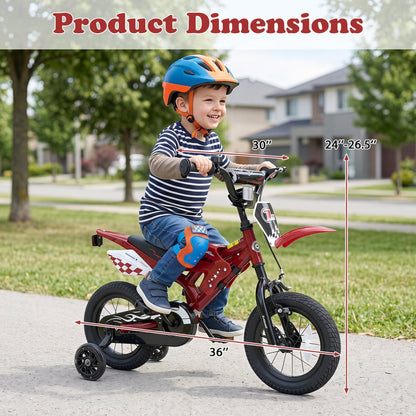 GBruno Store 12-inch kids bike with training wheels for ages 3-4, featuring colorful frame and safety grips.