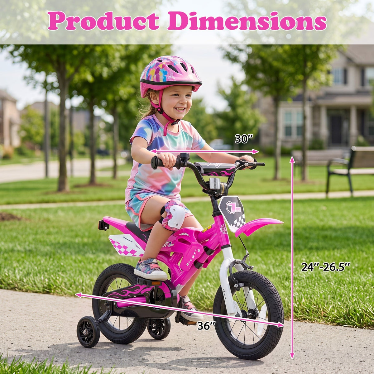 12-inch kids bike with training wheels from GBruno Store, designed for children aged 3 to 4, featuring colorful frame and safety grips.