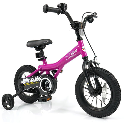Pink 14-inch kids bike with removable training wheels from GBruno Store, featuring a sturdy frame and colorful design for young riders.