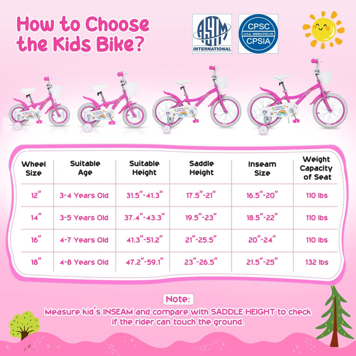 Girls kids bike with 12-inch wheels, training wheels, and front basket, designed for young children, by GBruno Store.