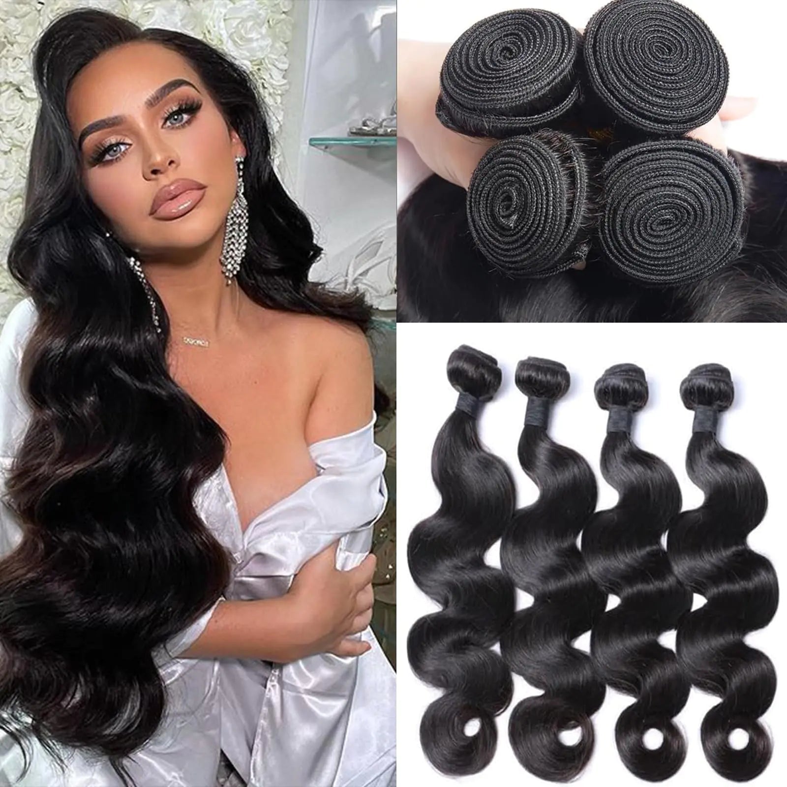 12A Human Hair Bundles 16 18 20 22 Inch Body Wave Bundles Human Hair 100% Unprocessed Brazilian Virgin 4 Bundles Human Hair Extensions Real Human Hair Quick Weave Bundles Natural Black - BACKUPMYFILESNOW