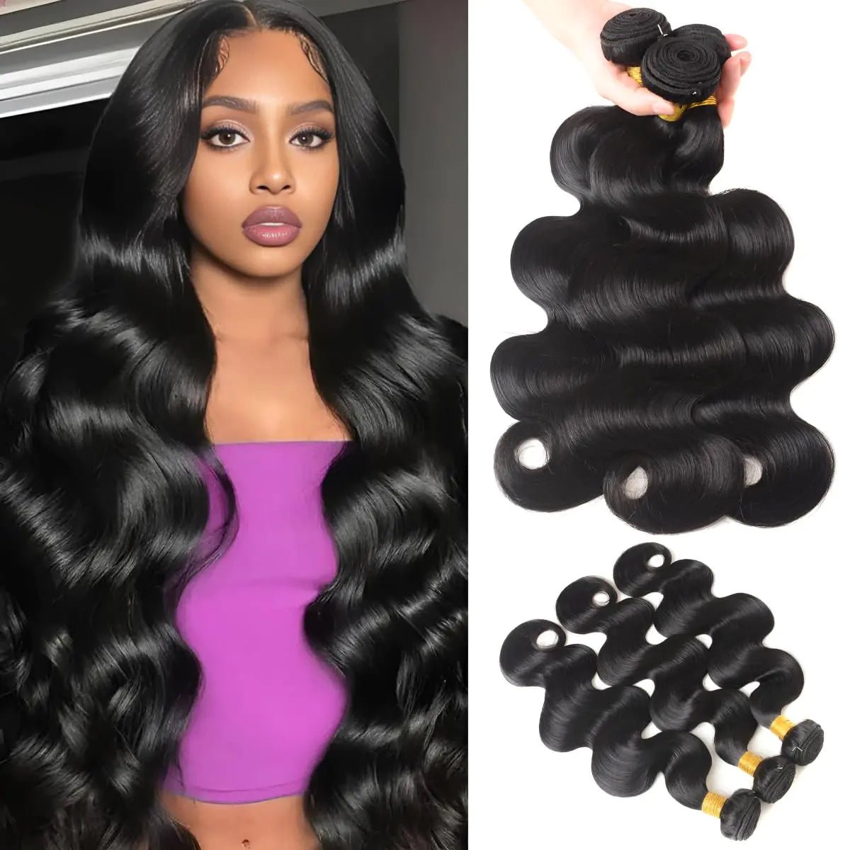12A Human Hair Bundles 16 18 20 Inch Body Wave Bundles Human Hair 100% Unprocessed Brazilian Virgin Hair 3 Bundles Deals Human Hair Quick Weave Bundles Real Human Hair Extensions Natural Black - BACKUPMYFILESNOW