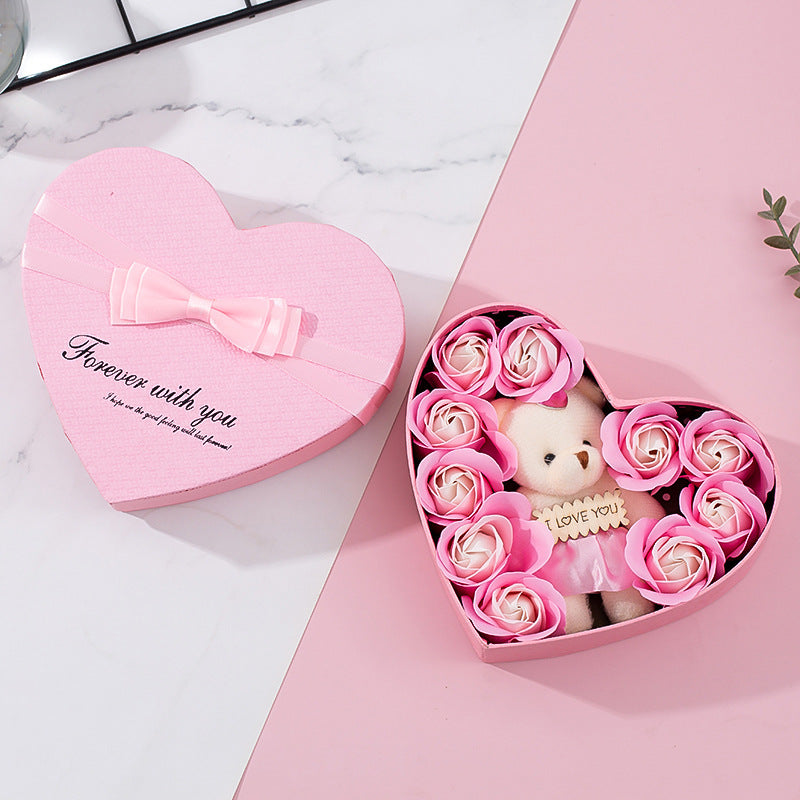 Heart-shaped rose red gift box for Valentine's Day, Christmas, New Year, Mother's Day, or birthday gifts