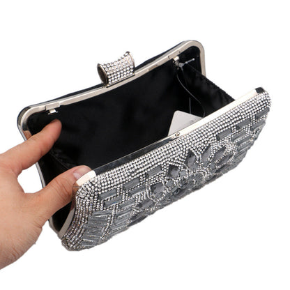 Women's Cheongsam luxury diamond dinner bag with sparkling embellishments and compact evening clutch design