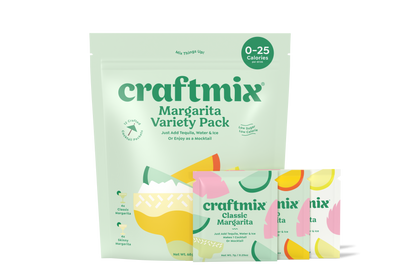 Assorted Craftmix Margarita Variety Pack with 12 cocktail mixes in colorful packaging for flavorful margarita options.