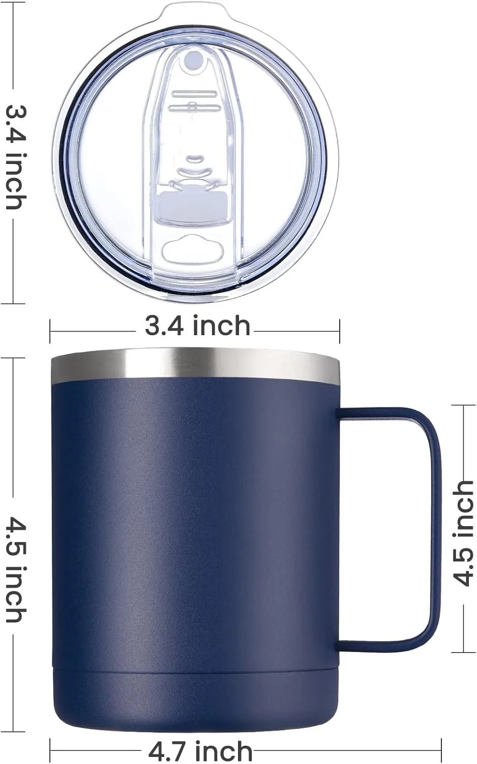 12oz Coffee Mug with Handle Sliding Lid,Stainless Steel Travel Tumbler Cup Double Insulated Camping Cup for Hot & Cold Drink Tea - BACKUPMYFILESNOW