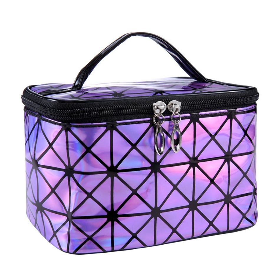 3D laser cosmetic bag with holographic finish and zip closure, My Store brand