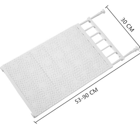 Space-saving adjustable wall-mounted kitchen storage rack closet organizer in white; brand not visible