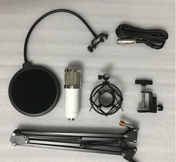 BM800 microphone set with condenser microphone, shock mount, pop filter, and adjustable stand