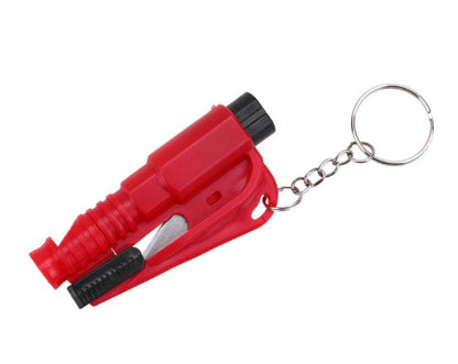Mini emergency safety hammer keychain with compact black handle and metal hammer head