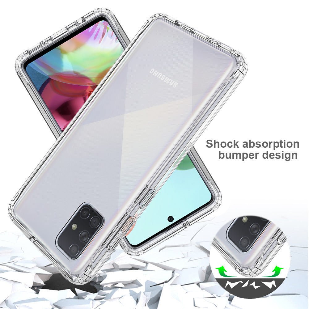 Transparent anti-drop phone case with clear protective design and raised edges