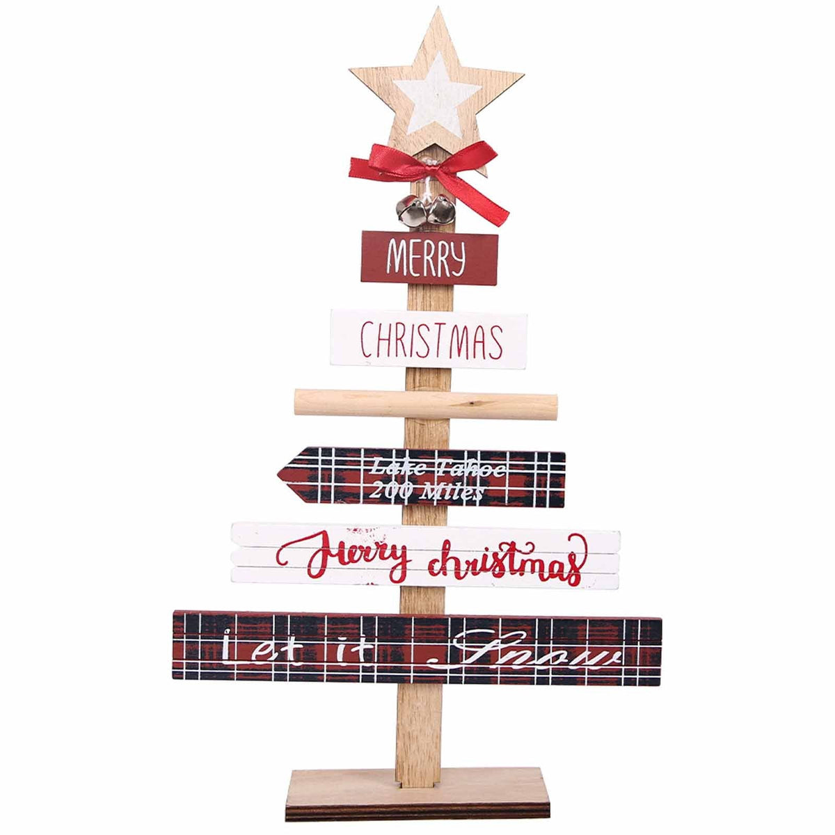 Christmas decorations with English letters displayed in assorted festive designs