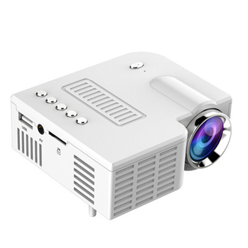 UC28C mini portable projector in compact black design with lens and control buttons visible