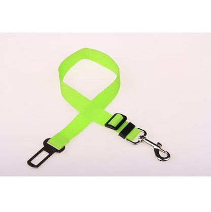 Pet car seat belt leash for dogs, adjustable safety restraint in black nylon with metal clip