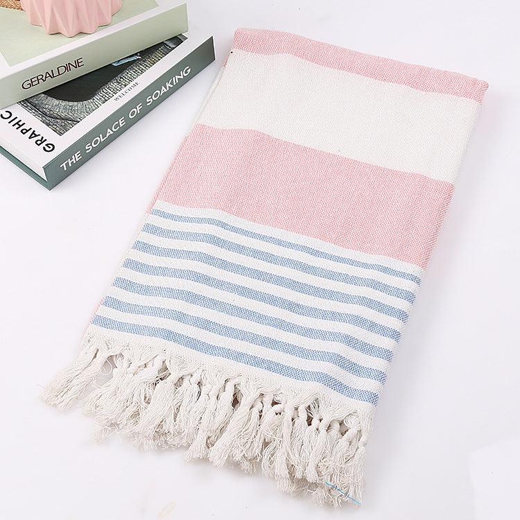 Striped cotton beach towel, 100x180cm, by My Store