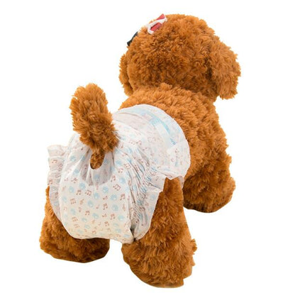 10-piece pack of disposable dog diapers shown in a bag close-up
