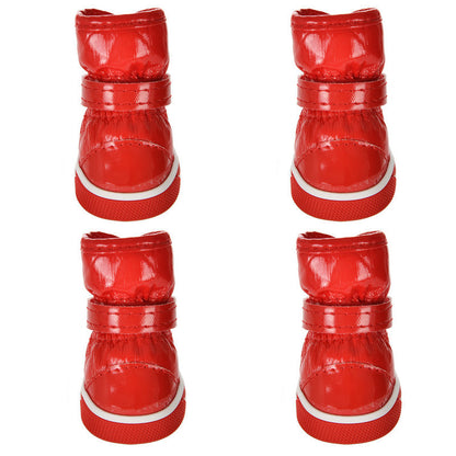 Pet cotton ski boots, soft insulated shoes for dogs and cats, visible side view.