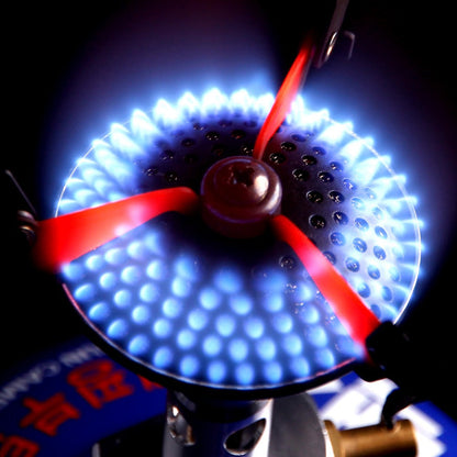 Compact mini camping stove with portable single-burner design and durable metal body