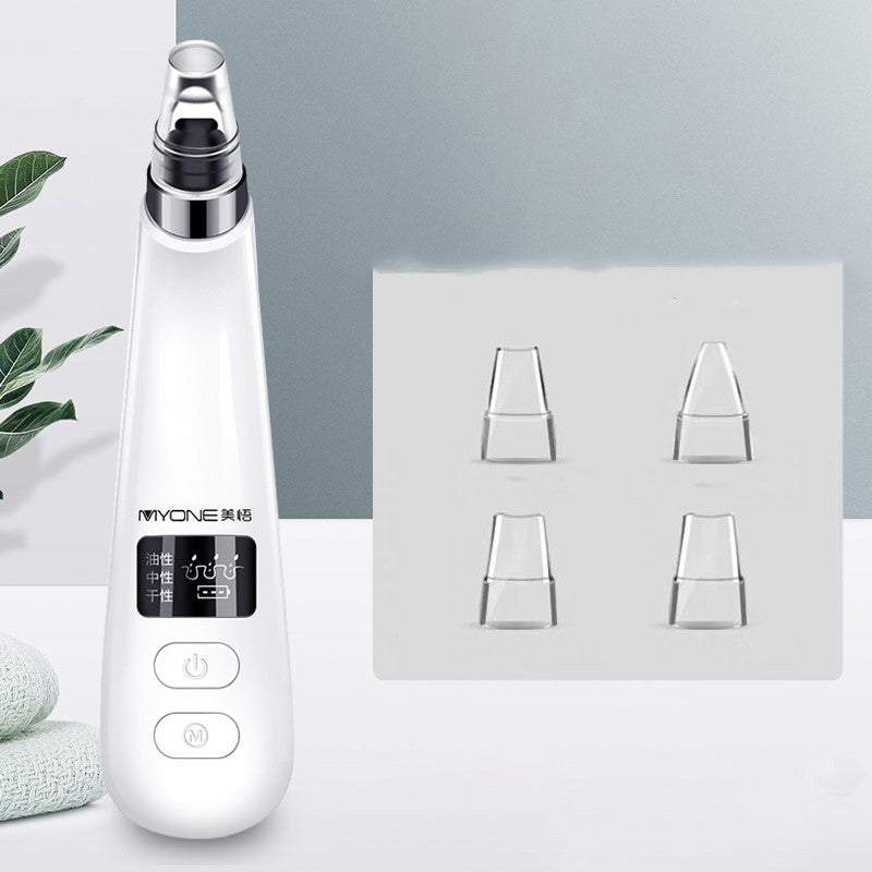 Electric blackhead remover, black handheld skincare device with suction nozzle
