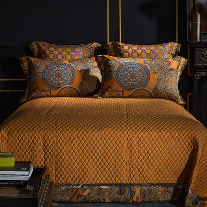 Home textile bedding kit by My Store, neatly arranged bedding set for bedroom use
