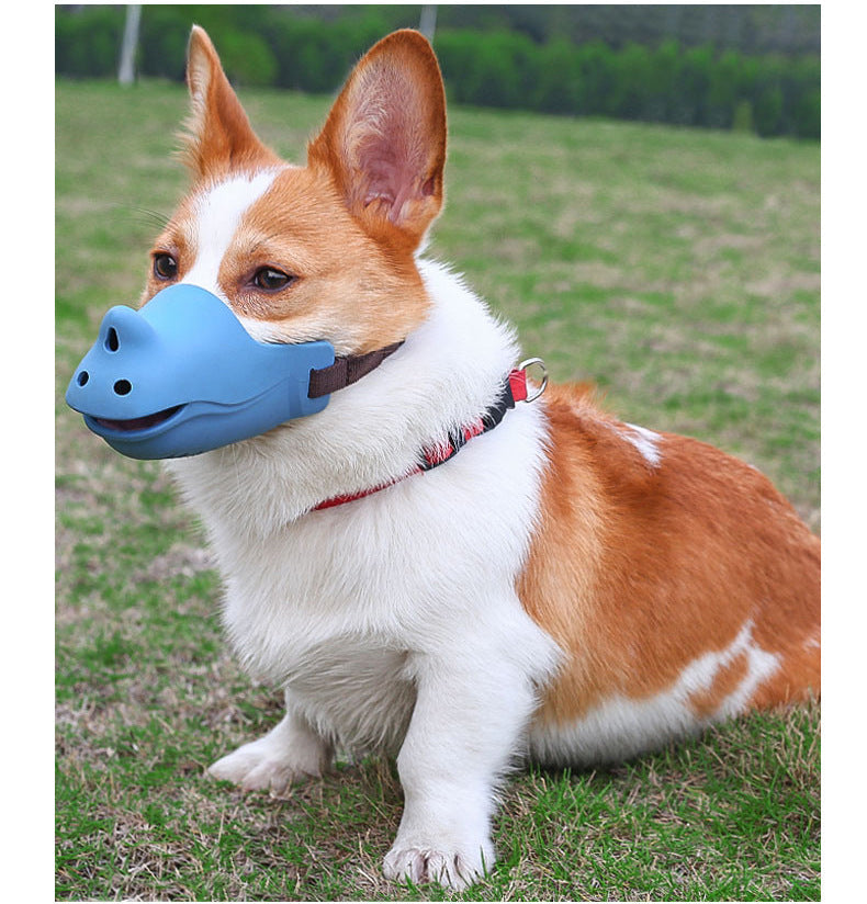 Rhino shape adjustable pure silicone dog muzzle, side view