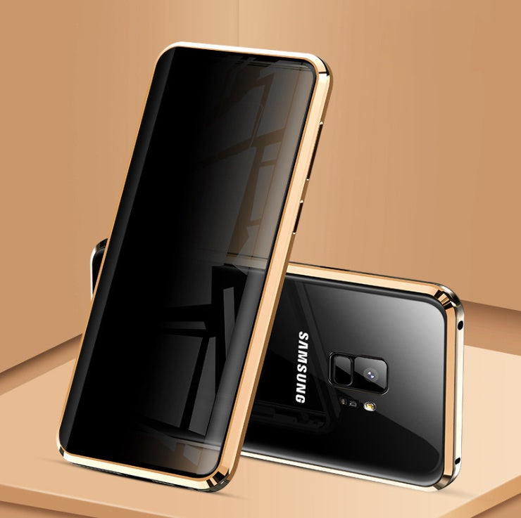 Anti-peeping magnetic phone case with privacy screen, black protective cover for smartphone