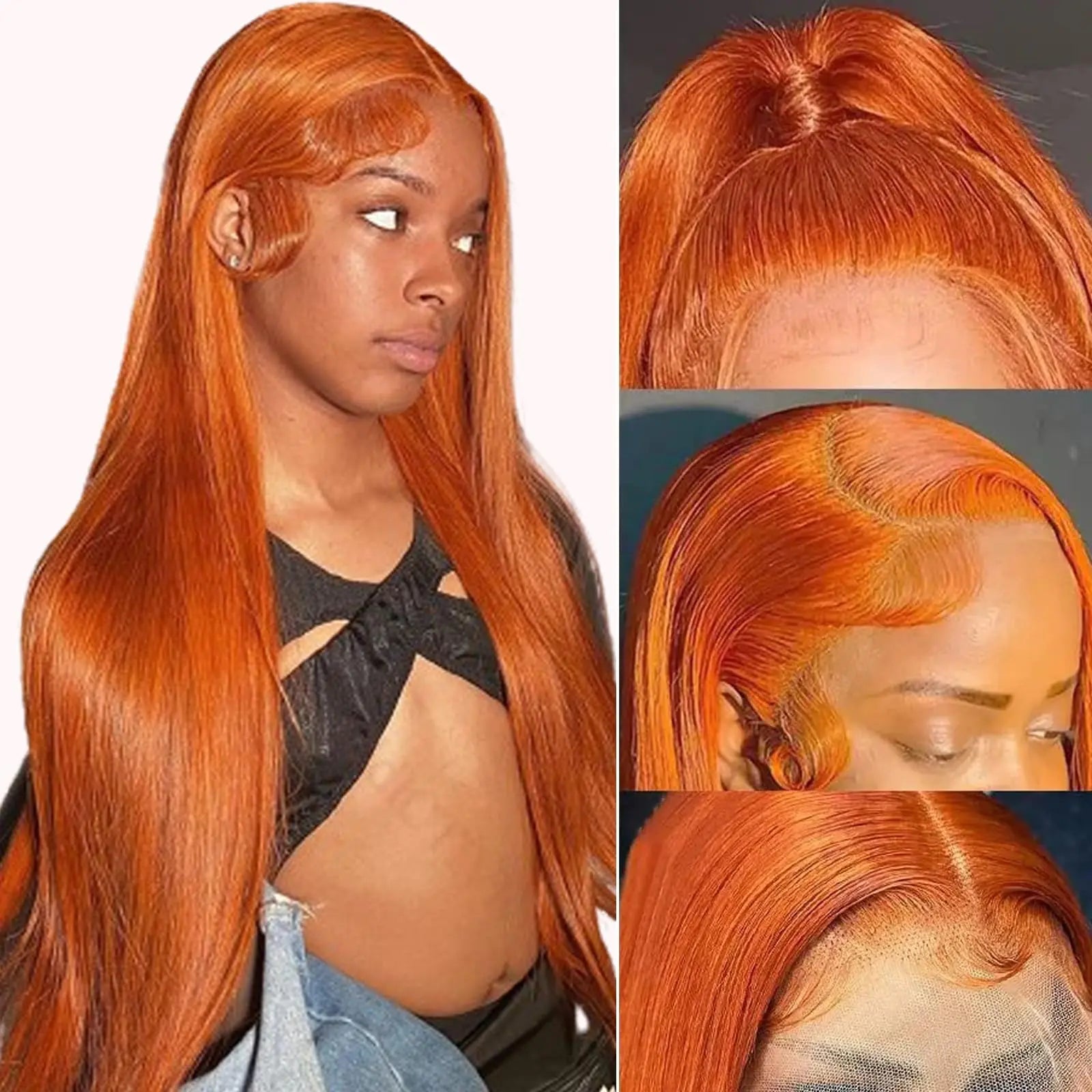 13×4 Ginger Blonde Lace Front Wigs Human Hair 26Inch 180% Density Ginger Orange HD Transparent Lace Frontal Wigs for Black Women Glueless Wigs Lace Front Wigs Pre Plucked Hairline with Bleached Konts - BACKUPMYFILESNOW