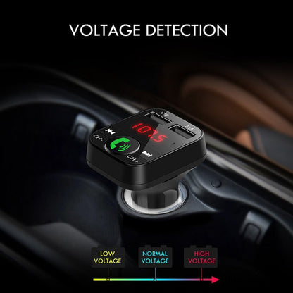 FM transmitter car charger receiver with digital display and USB charging port