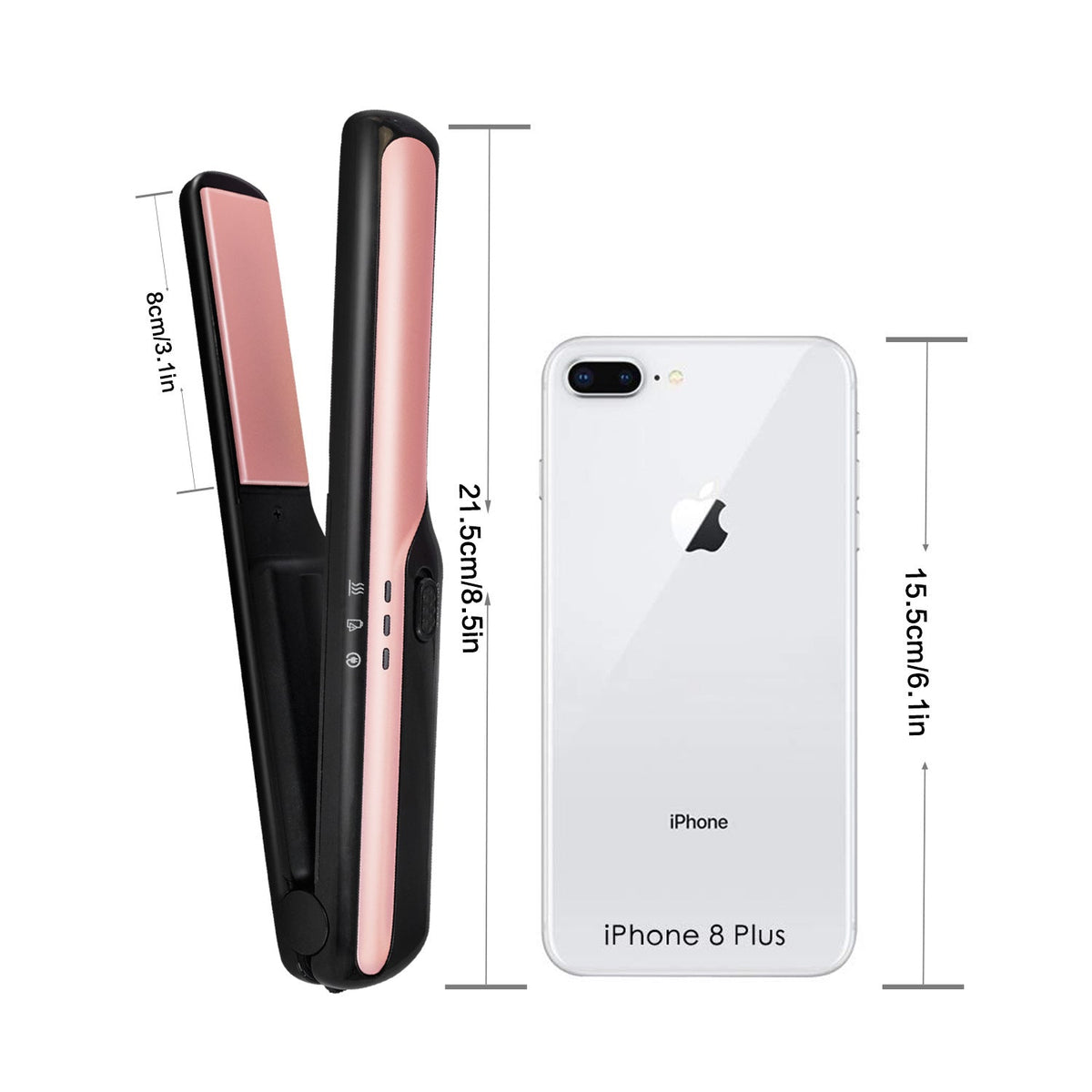 USB wireless charging hair straightener with sleek design and ceramic plates for cordless styling