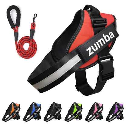 Personalized reflective breathable adjustable dog harness and leash set, Type 7 design