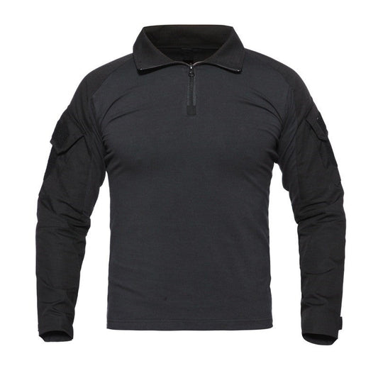 Outdoor tactical t-shirt in durable fabric, shown from the front with a practical military-inspired design