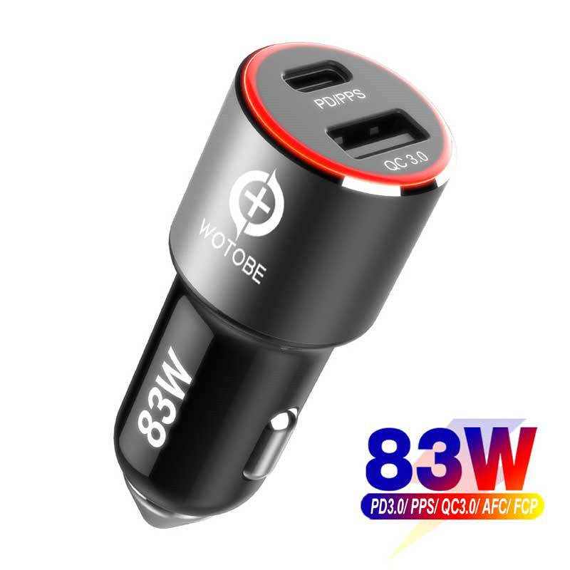 83W car charger by My Store with compact black design and USB charging ports