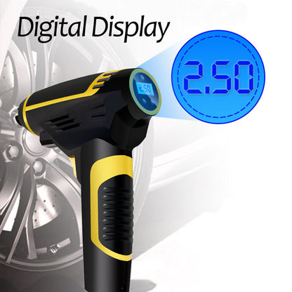 Portable handheld digital LED smart car air compressor with automatic inflation display