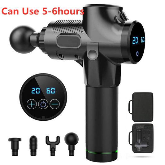 Electric massage gun muscle relaxer for home fitness, handheld design with multiple massage heads