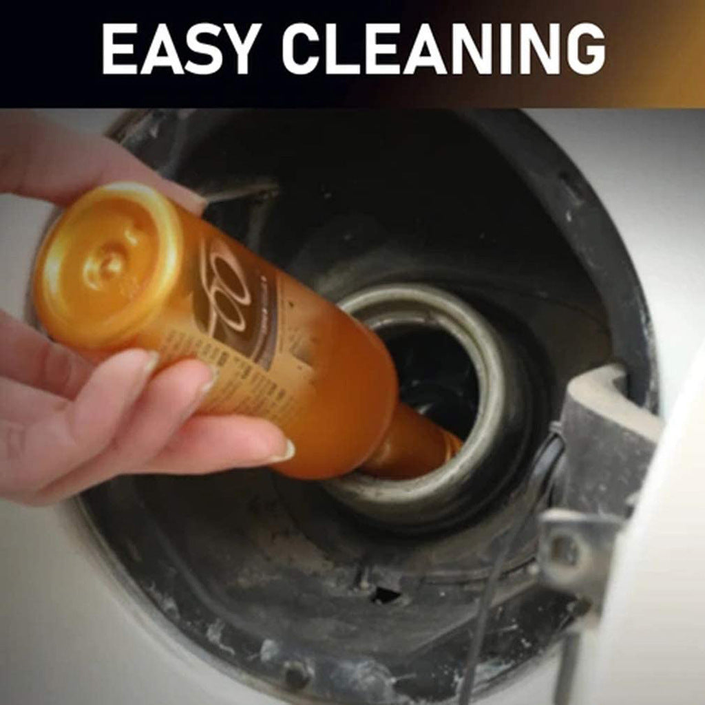 Catalytic converter cleaning agent bottle labeled My Store, automotive exhaust system cleaner