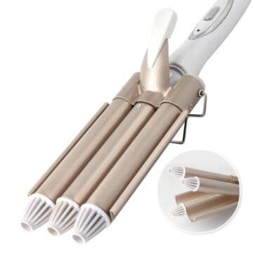 Three rod hair curling iron with multiple barrels for creating defined waves and curls