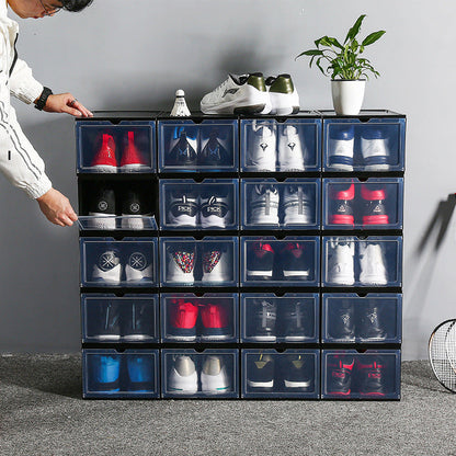 Sneaker storage box shoe cabinet for organized footwear display