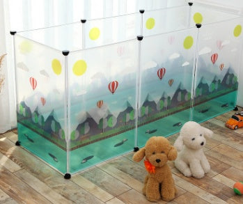 Transparent pet fence panels for indoor use, clear barrier for dogs and cats