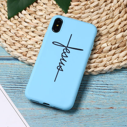 Cross phone case compatible with Apple devices, featuring a cross design