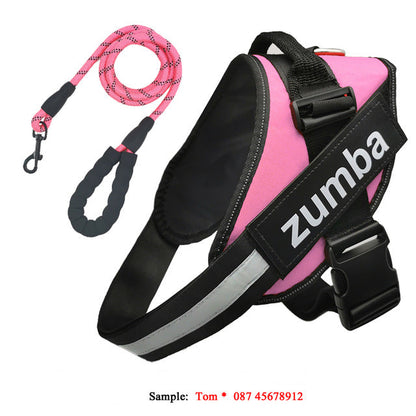 Personalized reflective breathable adjustable dog harness and leash set in Type 7 design