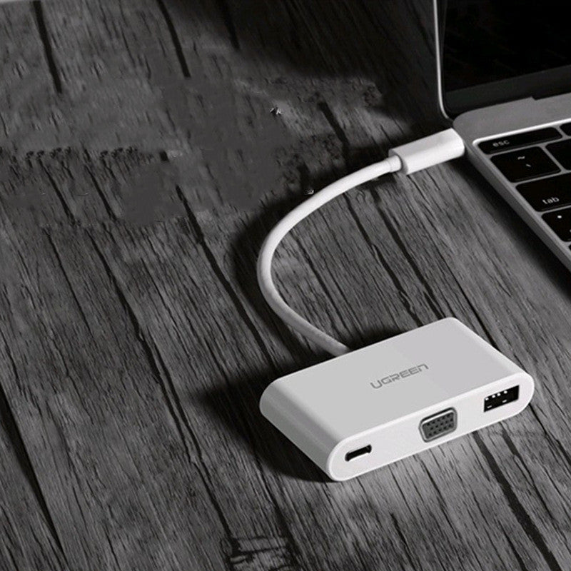 Notebook USB splitter hub with HD head, compact black design